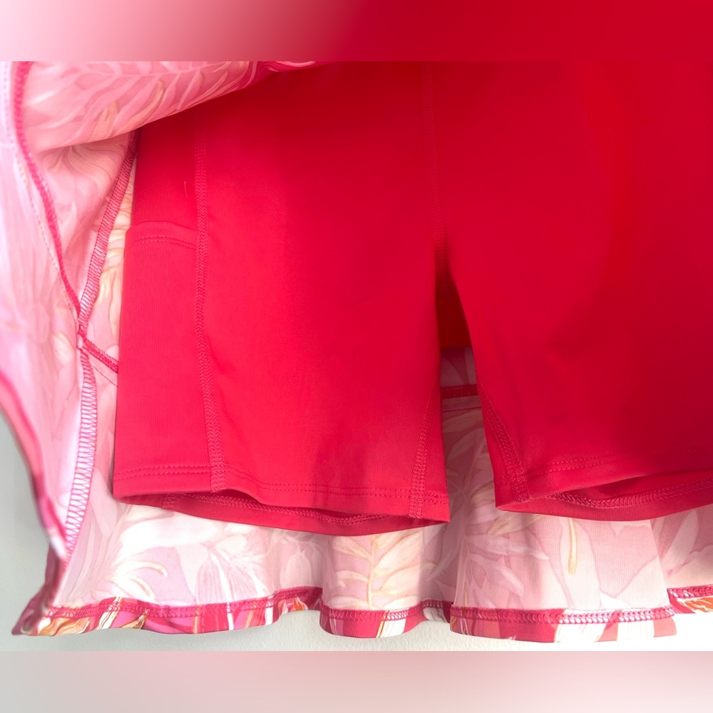 Tommy Bahama Pink and Orange Floral Summer Vacation Tropical Athliesure  Skort - Picture 2 of 7